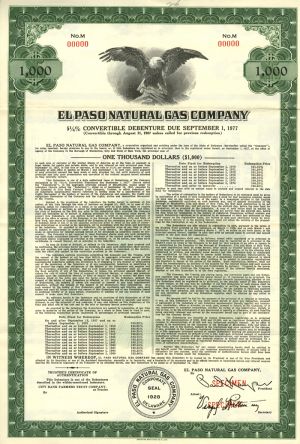 El Paso Electric Co. - 1957 dated $1,000 Utility Texas Bond